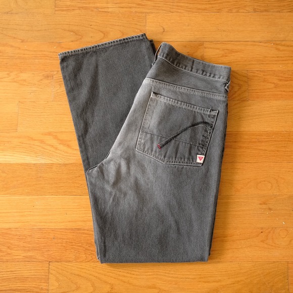 Guess USA Black Denim Jeans W34 L32 Y2K Utility Vintage Straight Leg Streetwear - Picture 8 of 10